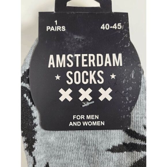 Amsterdam Souvenir Weed Leafs Unisex Gray Short Socks NWT - Picture 6 of 7